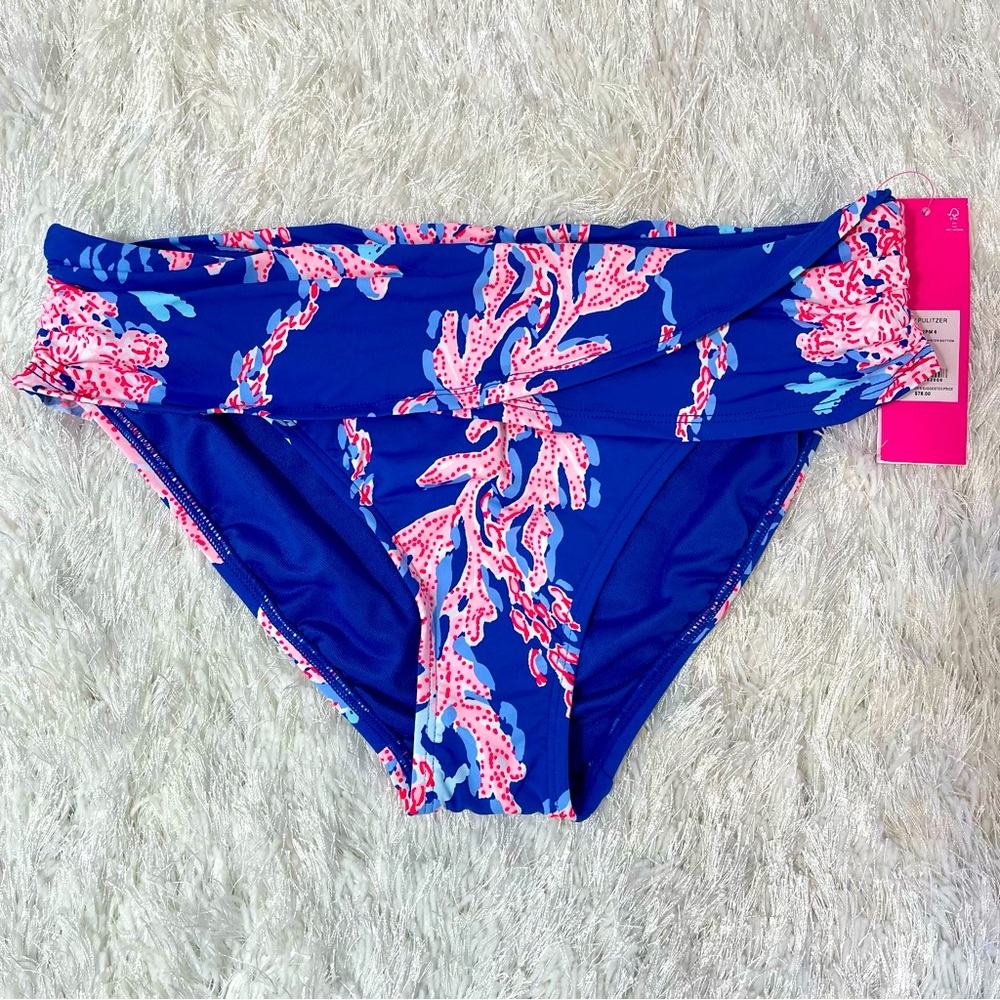 Lilly Pulitzer Lagoon Sarong Hipster Bikini Bottoms Size 6